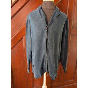 Soft Surroundings Womens Denim Button-Up Shirt L